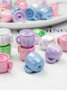 10pcs Random Cartoon Acrylic Perforated Bubble Tea Cup Beads DIY Jewelry Accessories Pack, Includes Hanging Hooks, Bracelets, Pens, Keychains, Decorative Beads